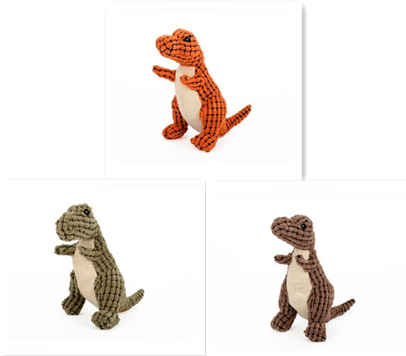 Dinosaur Plush Chew Toy - Interactive squeaker toy for large dogs and Chihuahuas. Durable and fun! - The happy tails waggers