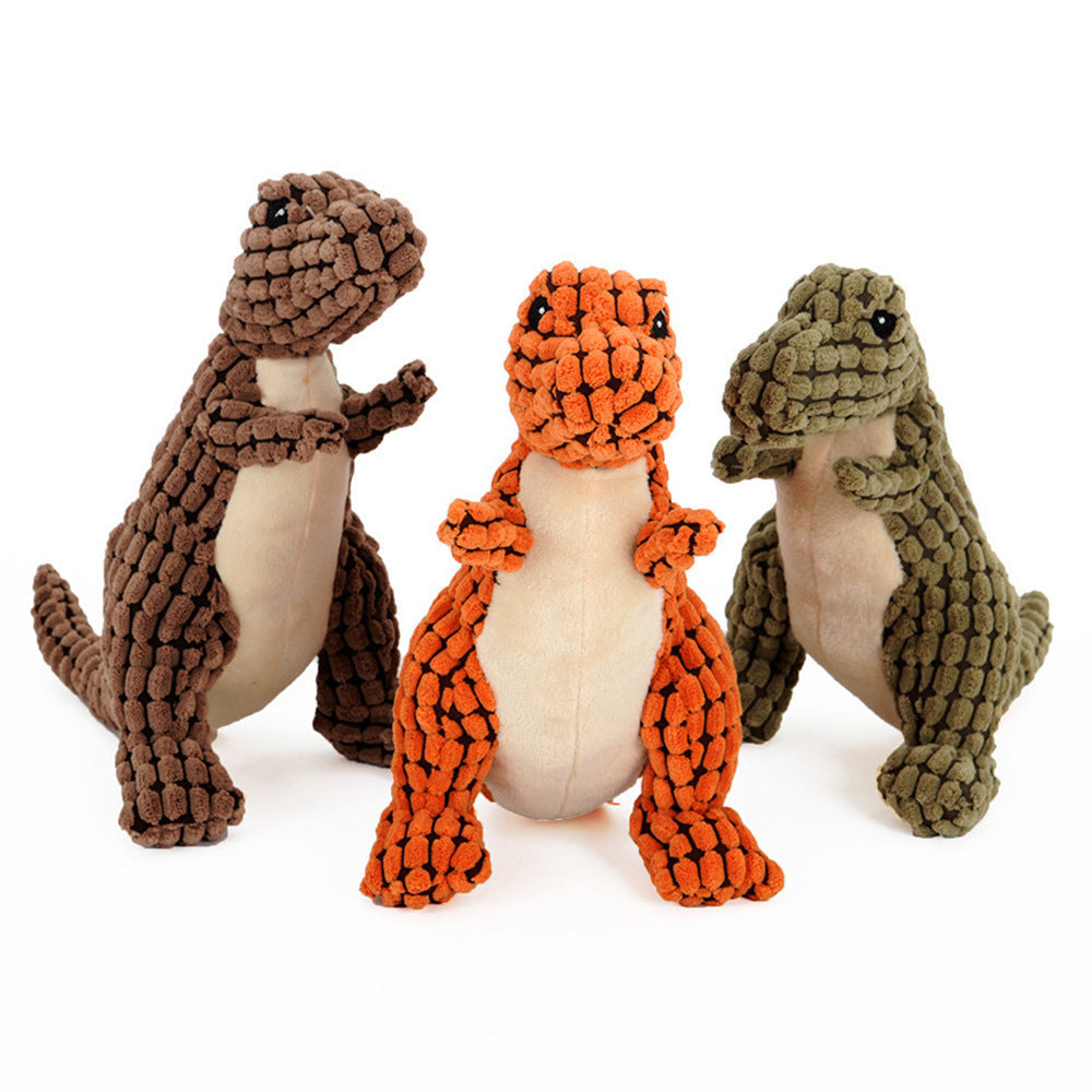 Dinosaur Plush Chew Toy - Interactive squeaker toy for large dogs and Chihuahuas. Durable and fun! - The happy tails waggers