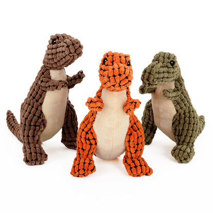 Dinosaur Plush Chew Toy - Interactive squeaker toy for large dogs and Chihuahuas. Durable and fun! - The happy tails waggers