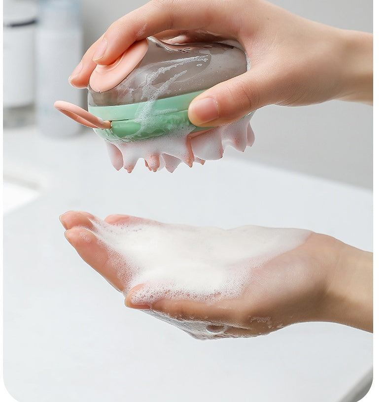 New 2 In 1 Pet Cat Dog Cleaning Bathing Massage Shampoo Soap Dispensing Grooming Brush - The happy tails waggers