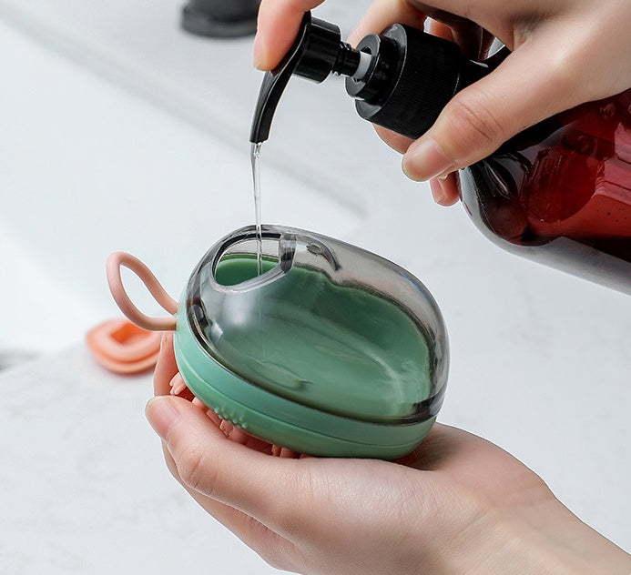 New 2 In 1 Pet Cat Dog Cleaning Bathing Massage Shampoo Soap Dispensing Grooming Brush - The happy tails waggers